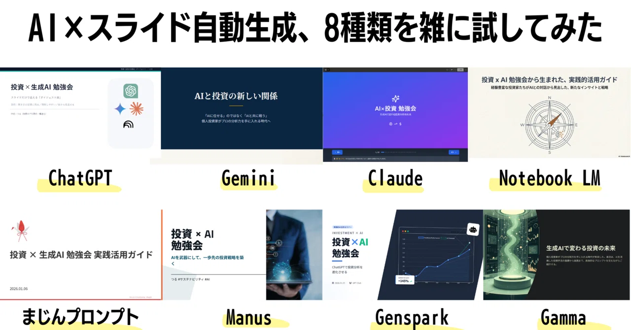 AI x Slide Generation: I Tried 8 Different Tools Roughly｜つる #サステナビリティ #AI