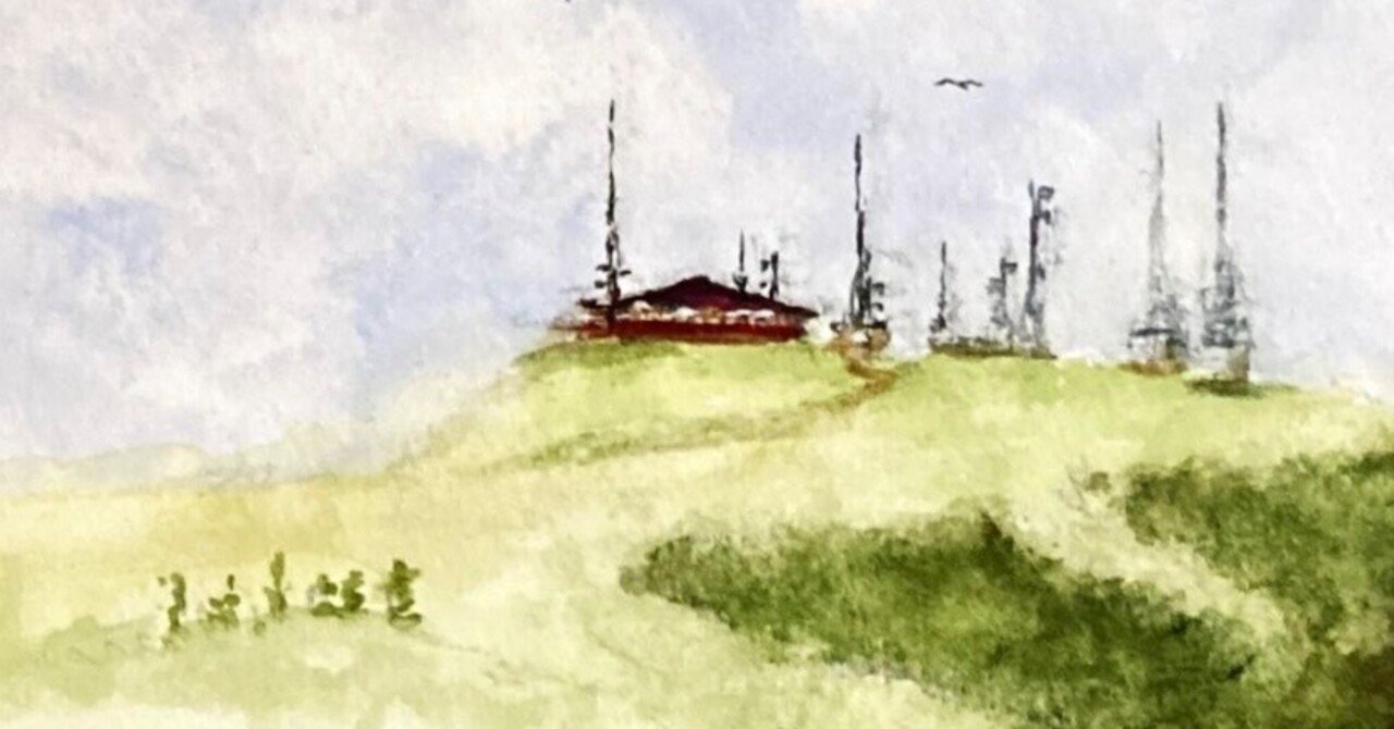 水彩画156】旅の思い出：美ヶ原の電波塔。｜tatatotoya