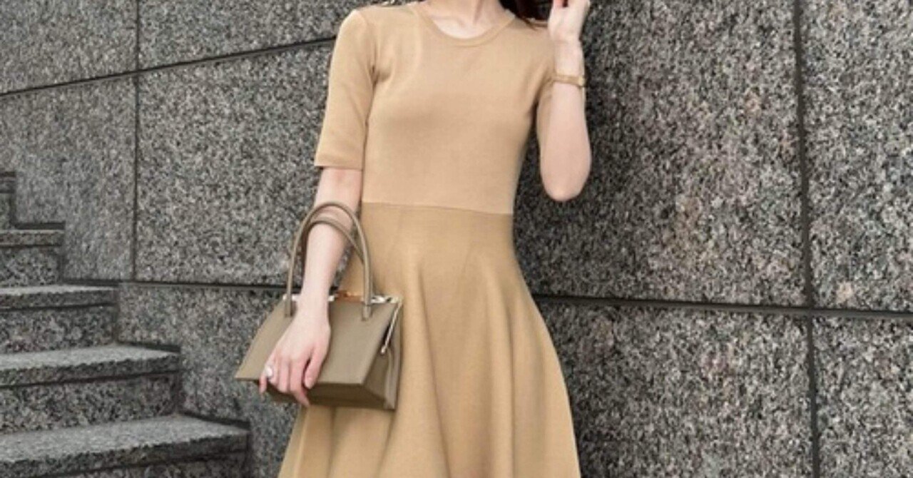 anuans ダブルフェイスニットフレアワンピース｜anuansメルカリで販売中