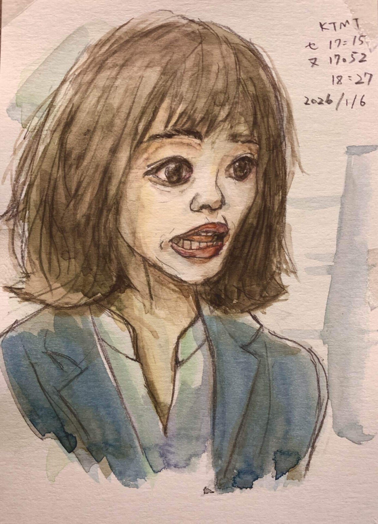 【水彩画】作者、題名とも不明 水彩 まだ終わってない｜[かつみと]イラスト練習記
