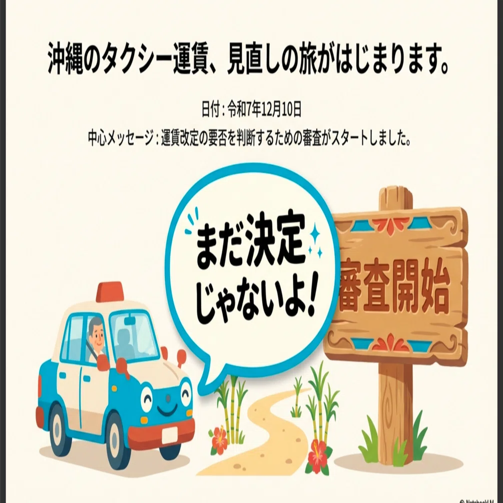 重要なお知らせ】沖縄本島のタクシー運賃改定の「審査」が始まりました 