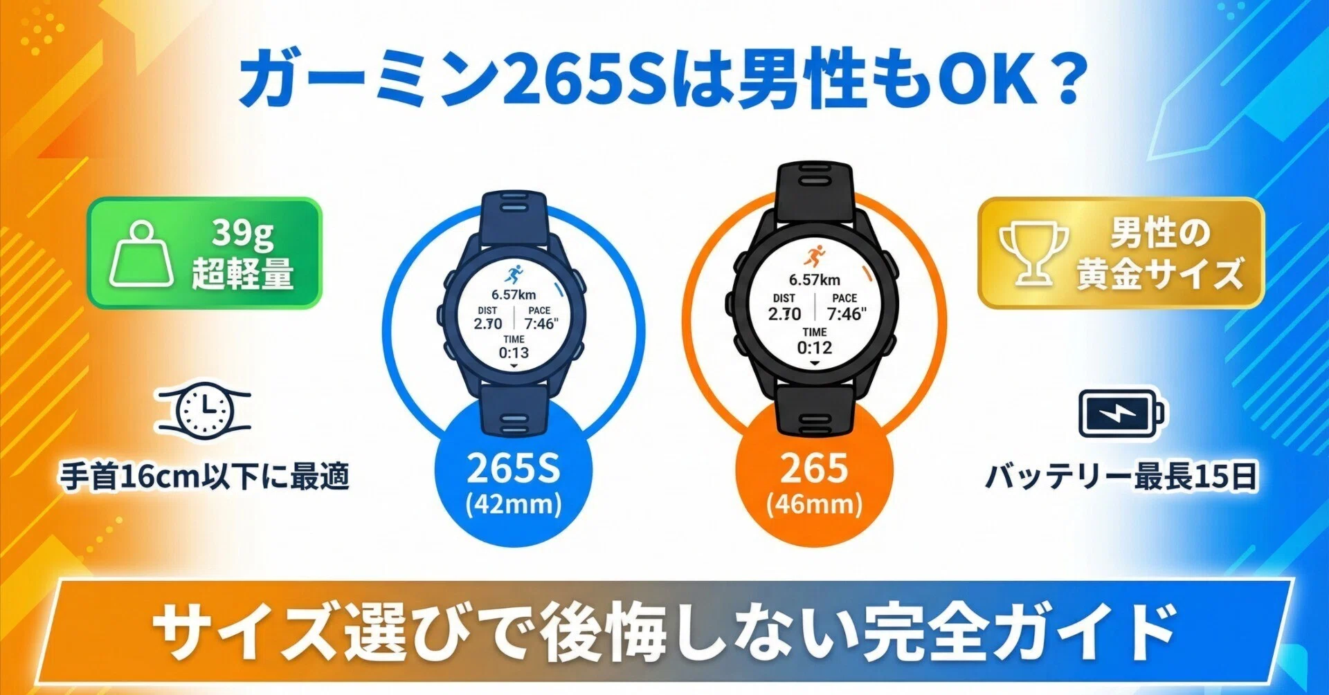 ガーミン265Sは男性もOK？265との違いを比較！注意点や選び方の