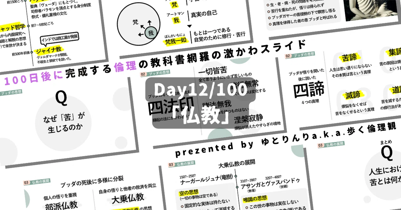 【day12】「仏教」の授業のパワーポイント!【100日後に完成する教科書を網羅するスライド・指導案】|ゆとりんり