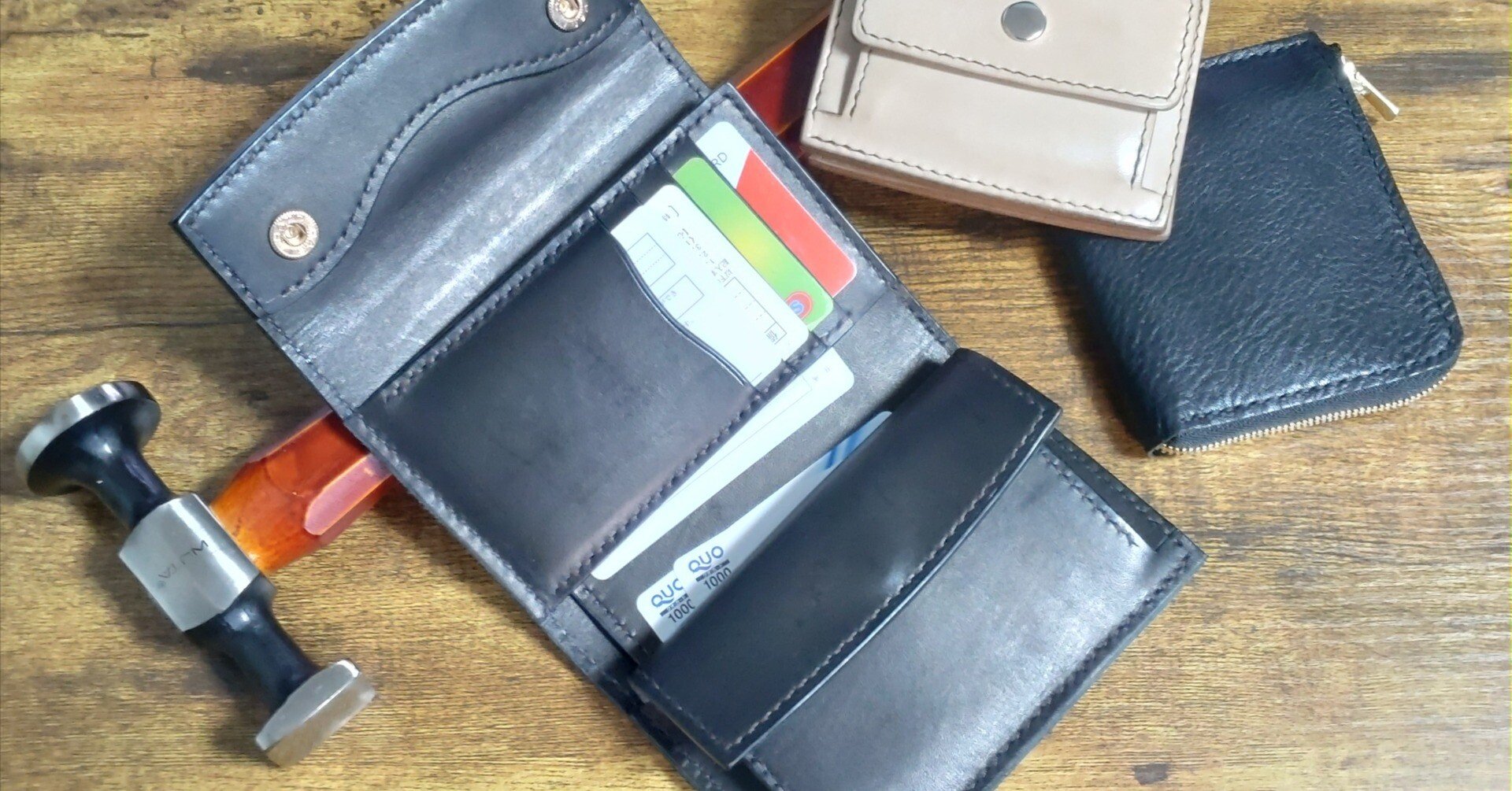 本革 二つ折り 財布 ヌメ革 牛革 コンパクトウォレット ゲンコウ ゲンコウの財布の新作の試作が終わりました！｜ゲンコウ 革小物作家