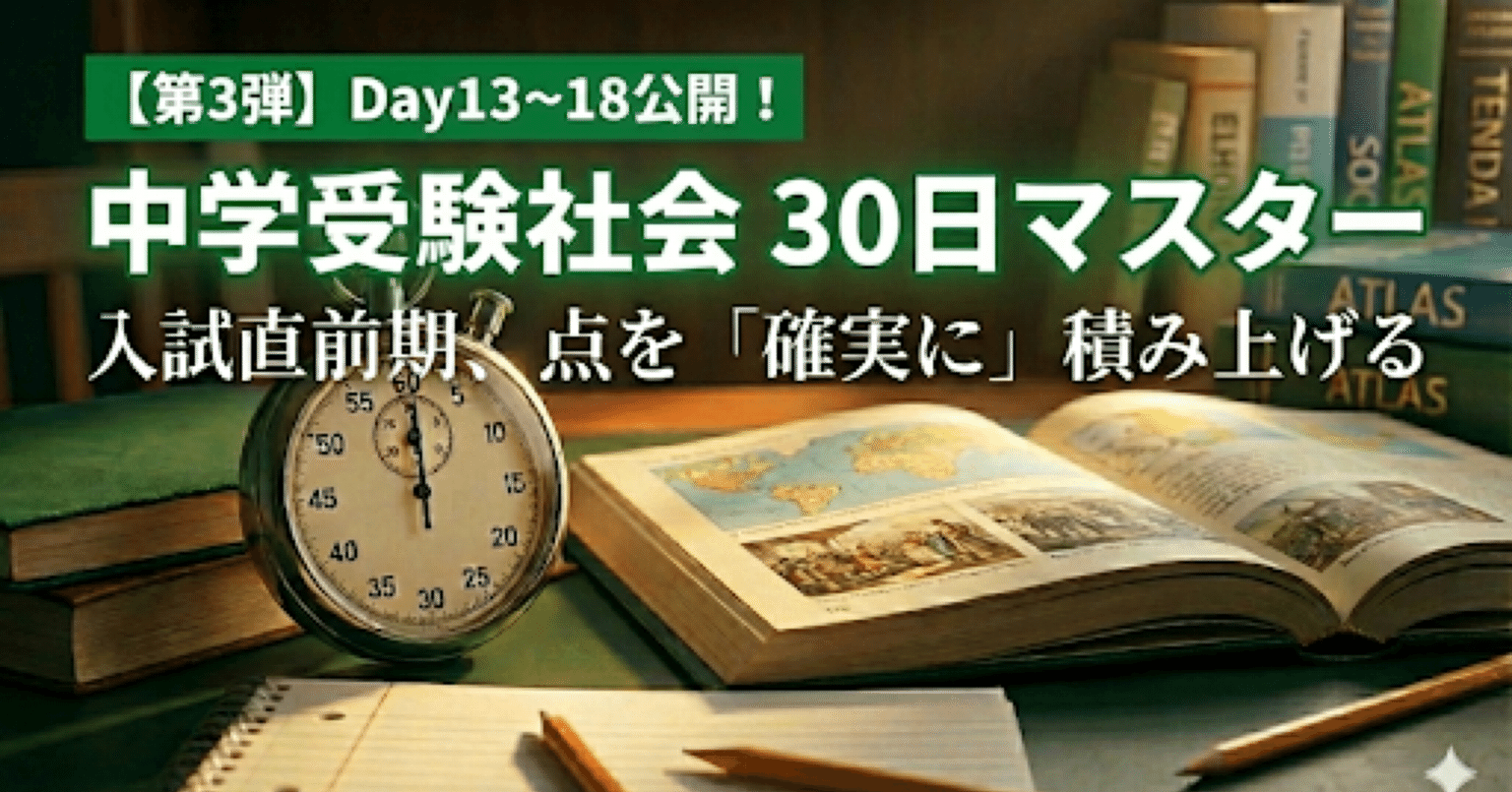 🗾【入試直前③】中学受験社会30日マスター【day13-18】｜進塾【中学