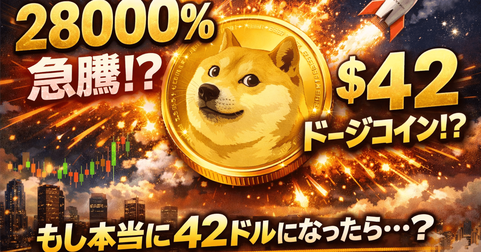 ドージコインが現在の0.15ドルから28000%急騰で42ドルになるらしいので、実現しそうか計算してみた｜🐕ドージコイン投資家_トシマサ
