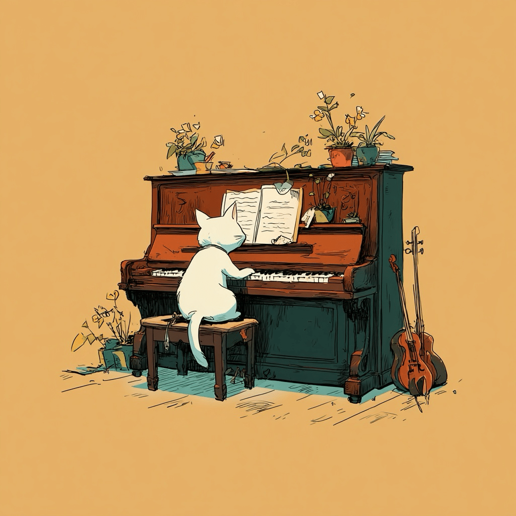 175】猫ピアノ｜しもんず/毎日AI画像を投稿中