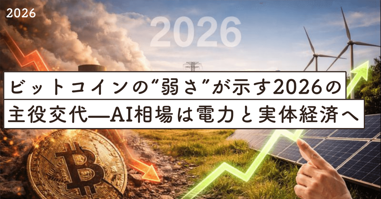 ビットコインの“弱さ”が示す2026の主役交代——AI相場は「電力」と「実体経済」へ｜SecondWave
