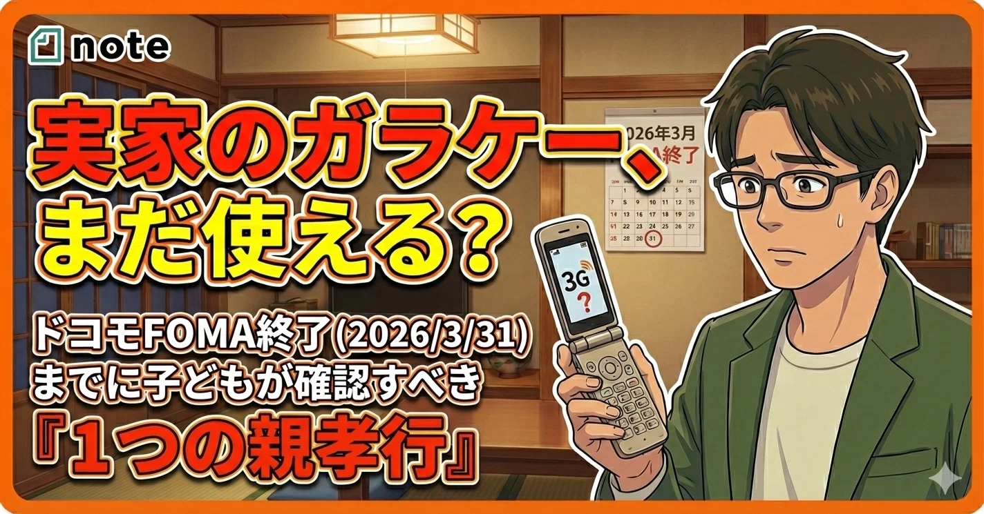 実家のガラケー、まだ使える？ ドコモFOMA終了（2026/3/31） までに