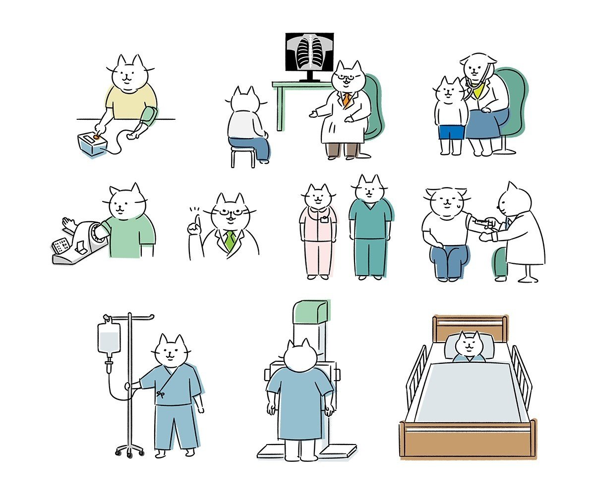 医療系の猫のイラスト 桃色ポワソン イラストレーター Note