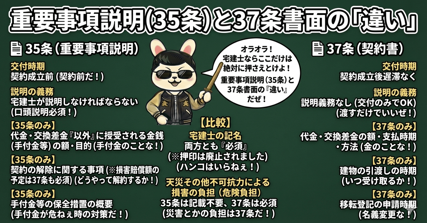 宅建】初学者が間違いやすいポイント ３５条と３７条の（違い）【令和８年度完全対応】｜pandamaru