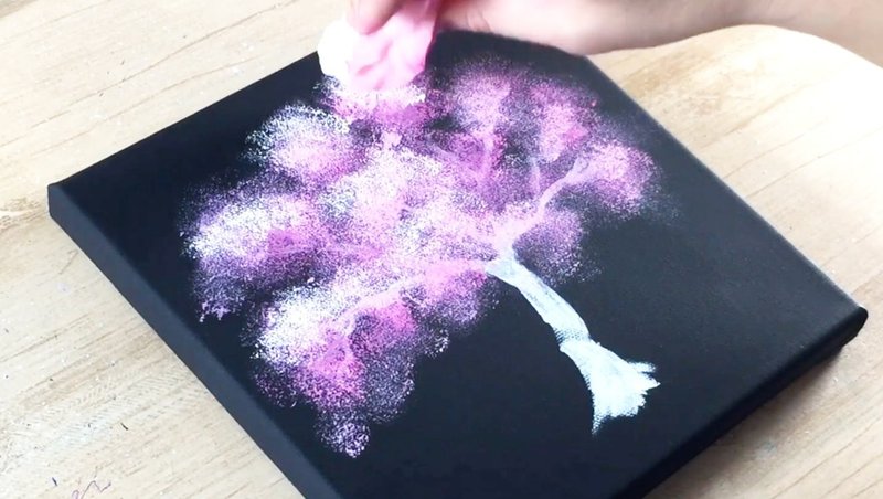 アクリル絵の具を使用したスポンジを使って描く桜 初心者が簡単に絵を描く方法 Junya Art Note