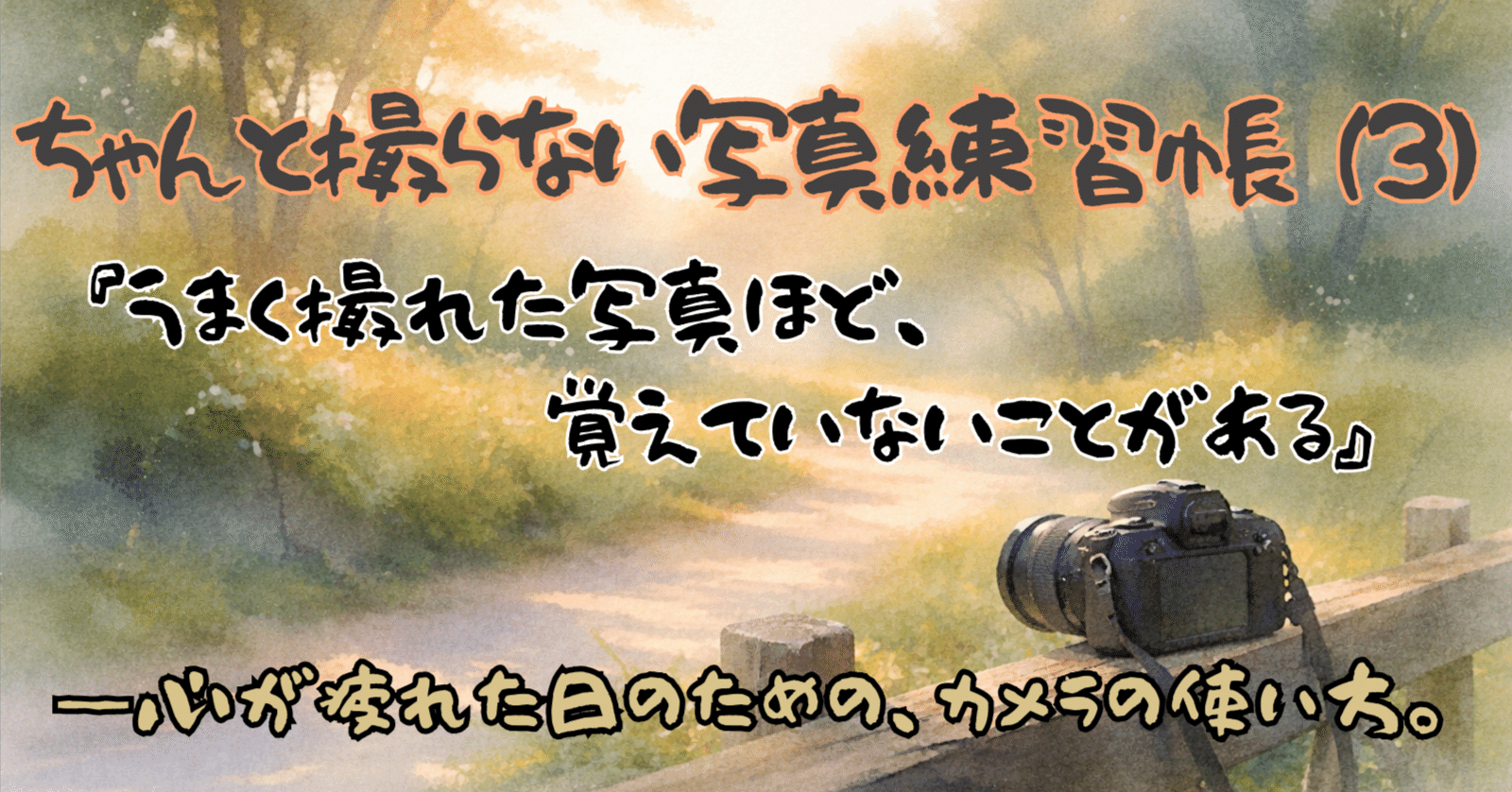 うまく撮れた写真ほど、覚えていないことがある』─ちゃんと撮らない