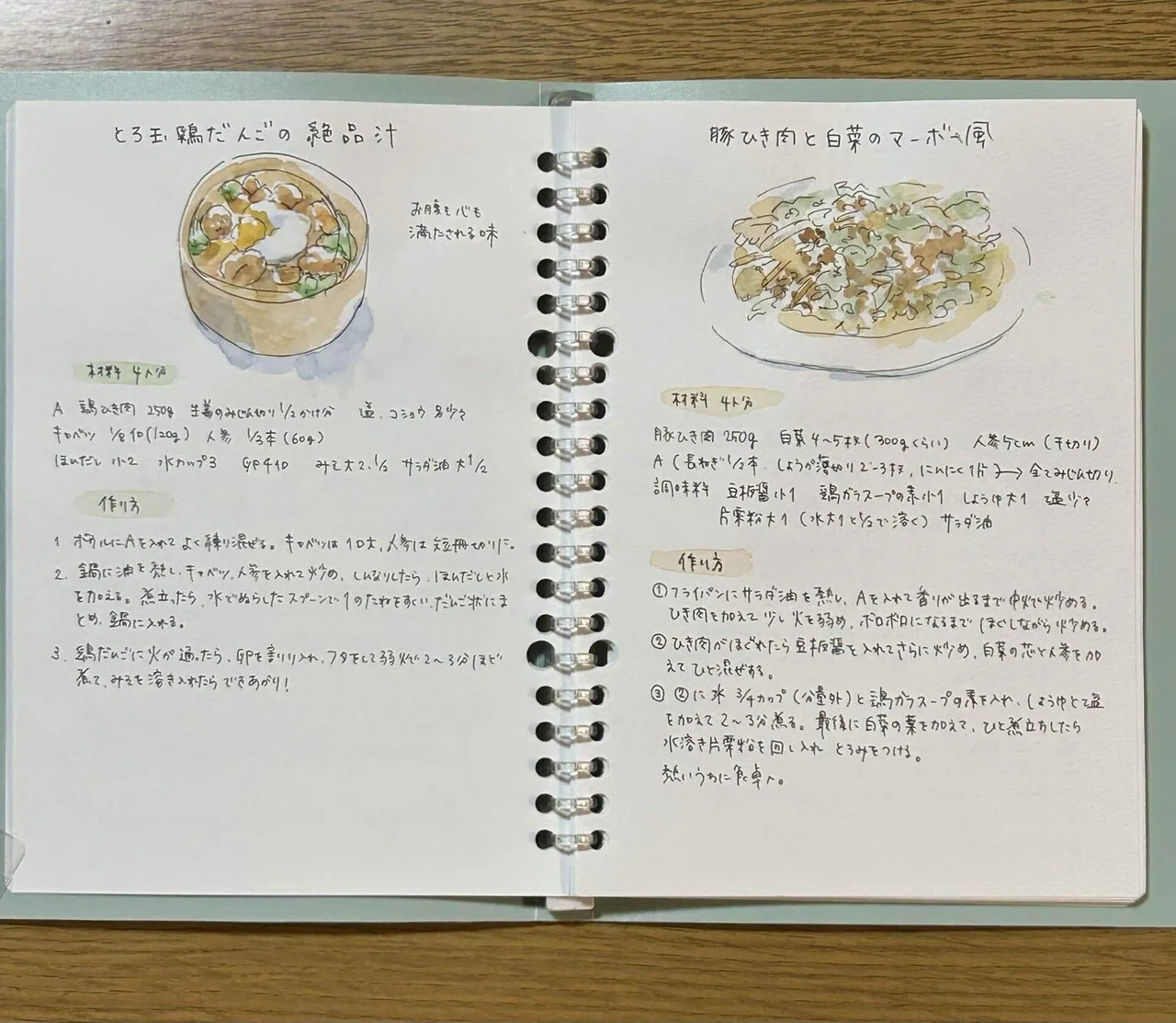 手書き料理レシピノート ハンドメイド レシピノート 料理ノート 手書き ハンドメイド 【公式通販】