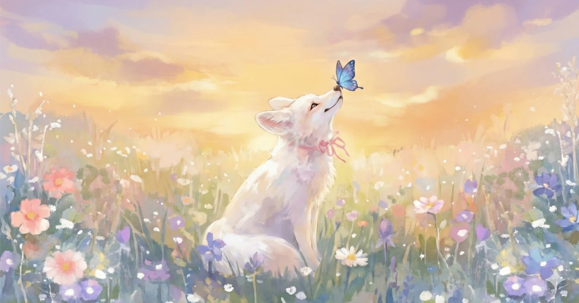 花畑できつねが見つけたもの【Midjourney｜画像生成AI｜AIイラスト｜AI