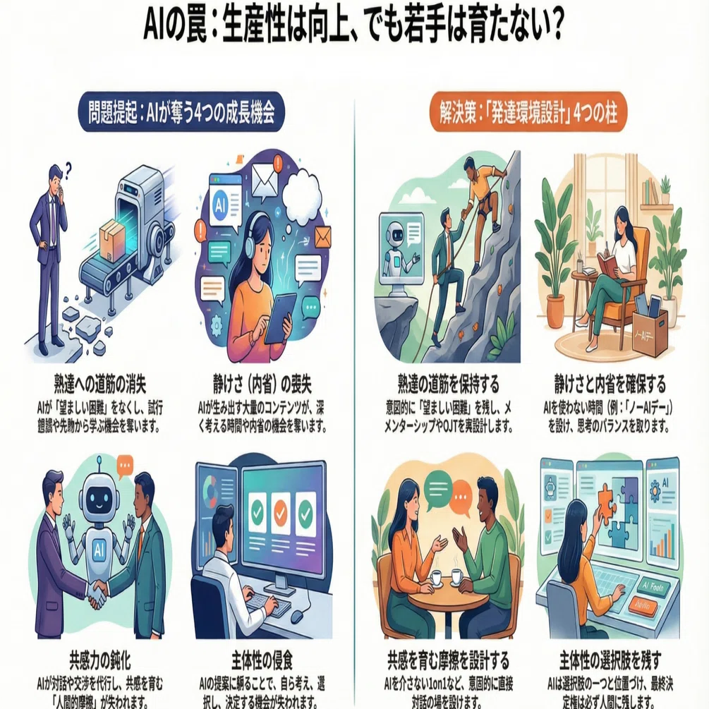 静かなる危機—なぜAIで生産性は上がっても、若手は育たないのか