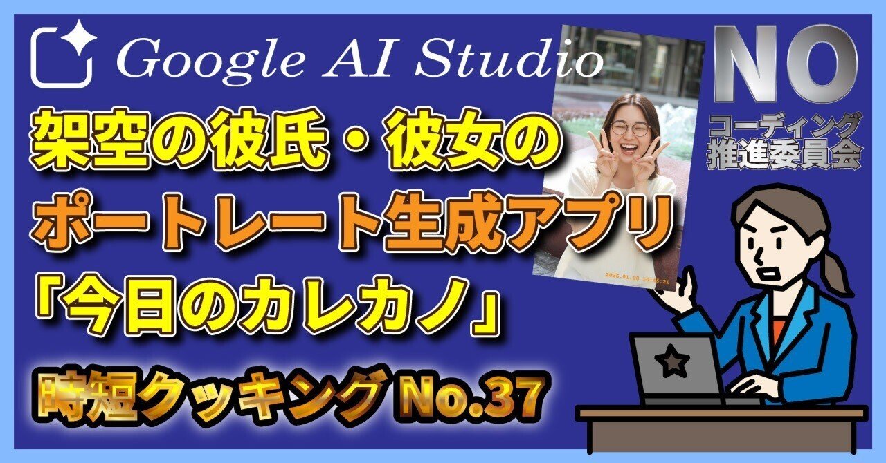 Google AI Studio】時短クッキング No.37：架空の彼女・彼氏のポートレート写真を生成するアプリ「今日のカレカノ」｜rorosuke