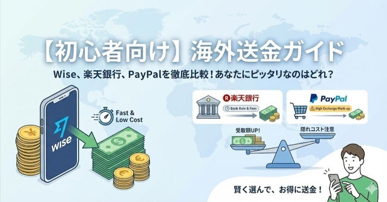 初心者向け】海外送金ガイド：Wise、楽天銀行、PayPalを徹底比較！あなたにピッタリなのはどれ？｜TechBits