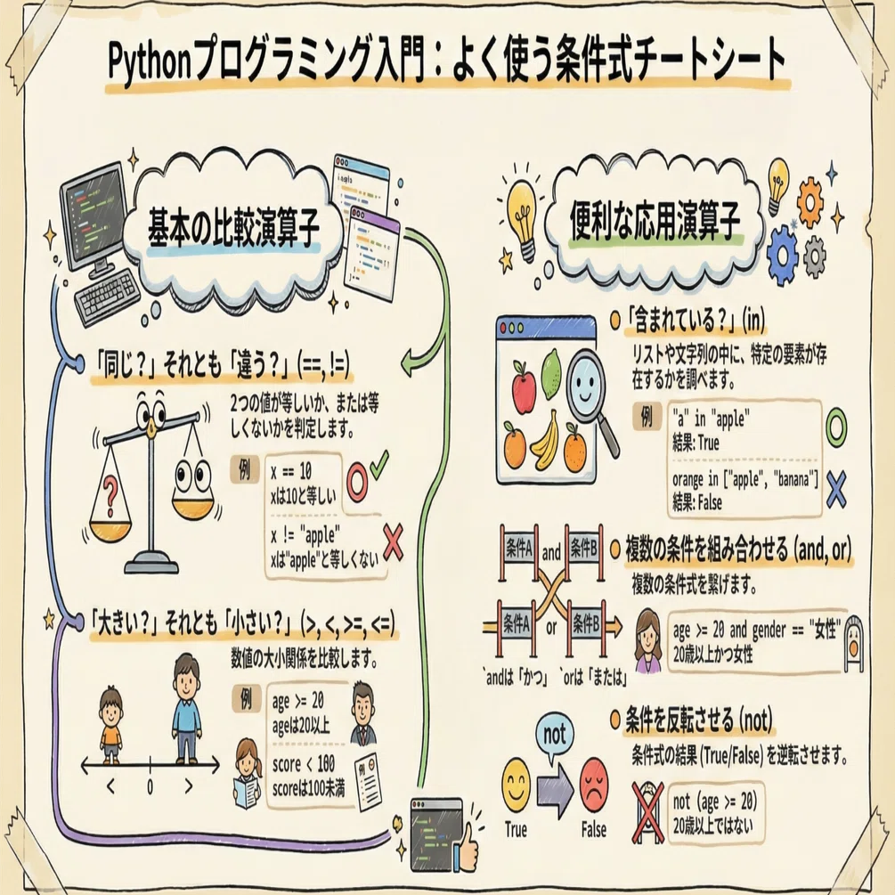 Pythonサイト要約_サプーYT_Python初心者がつまずく「もし～なら」を