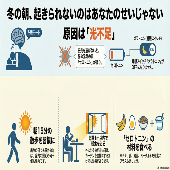 朝起きられないのはなぜ？冬季うつ（季節性情動障害）の原因と光による