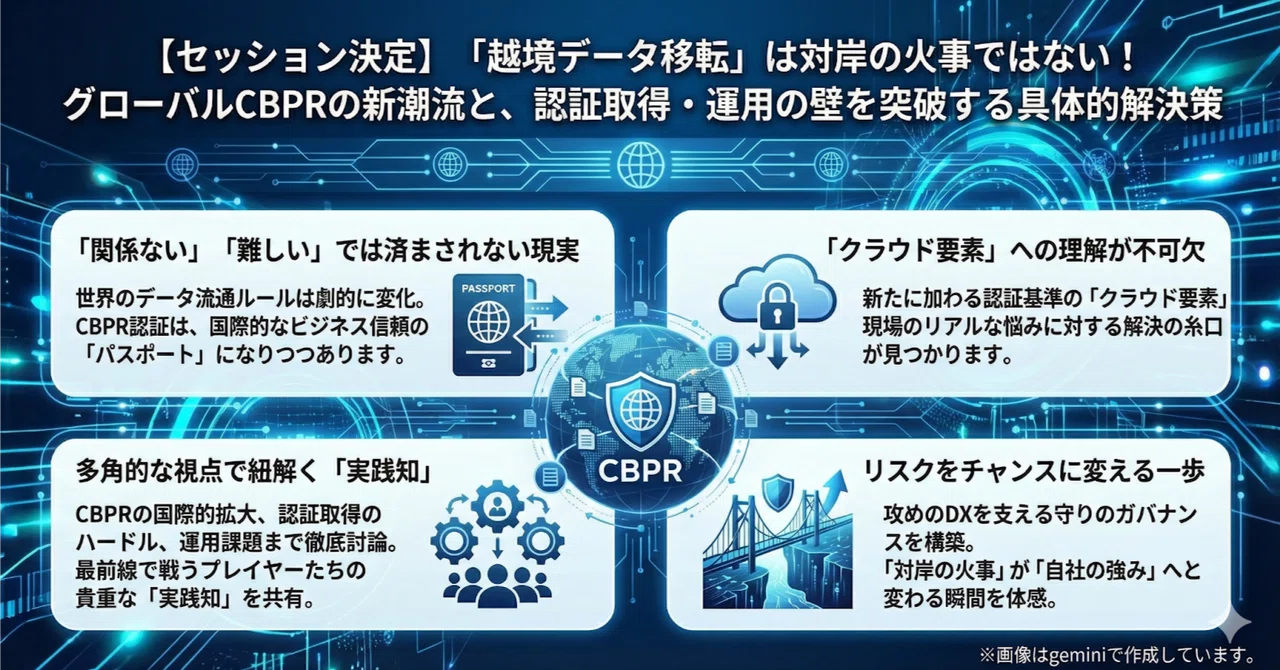 【セッション決定】「越境データ移転」は対岸の火事ではない！グローバルCBPRの新潮流と、認証取得・運用の壁を突破する具体的解決策 ...