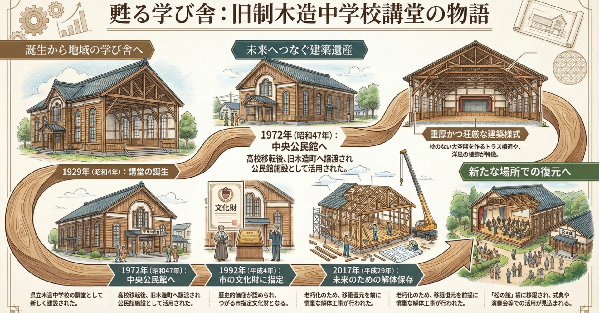旧制木造中学校講堂：90年の歴史をめぐる物語｜青森太郎（ソウマ