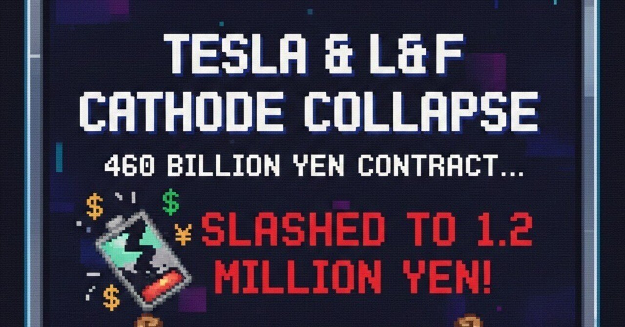 テスラと韓国の正極材メーカー「L&F」の間で起きた、約4600億円（29億ドル）の契約がわずか約120万円（7,386ドル ）へと「99.9%以上減少」した衝撃的な事態について、多角的な視点から解説します｜TWLV32