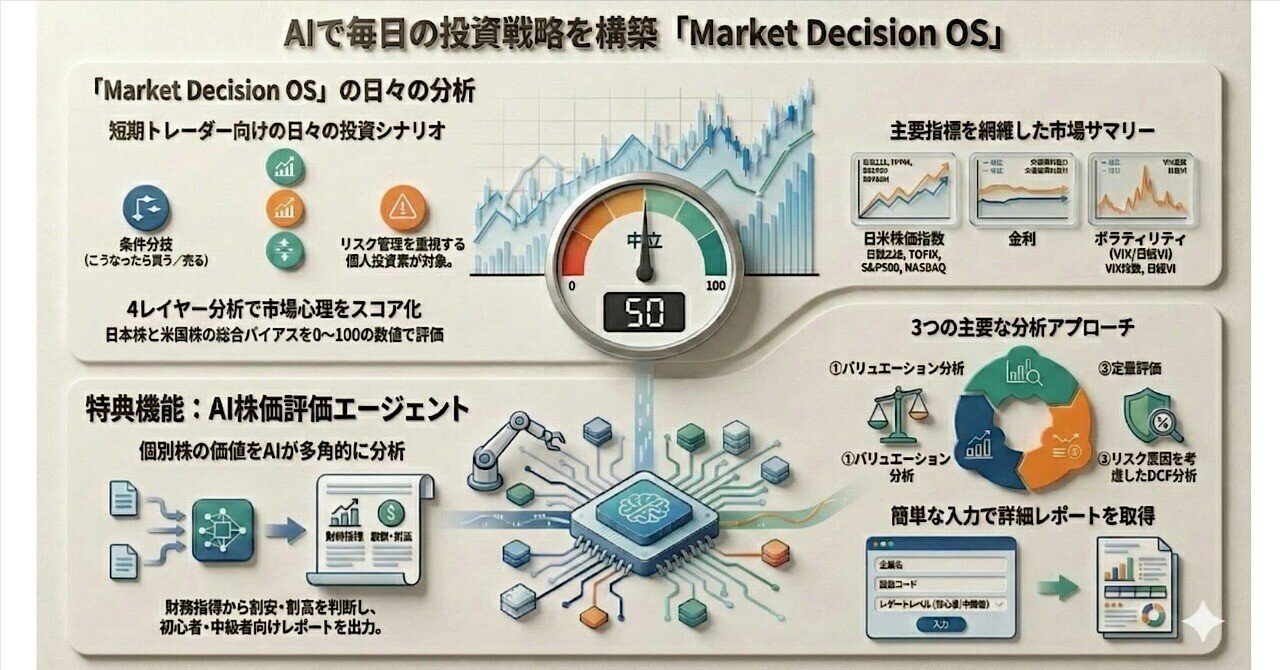 投資・資産運用】Market Decision OS：指数×金利×為替×AIで作る“毎日のシナリオと取引戦略”｜Deep Policy Tech