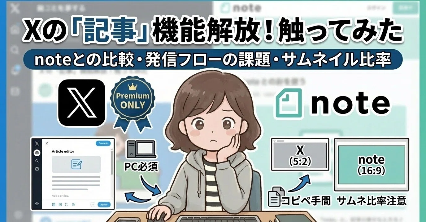 Xのプレミアムユーザーに「記事」の機能が解放！noteとの両立更新は