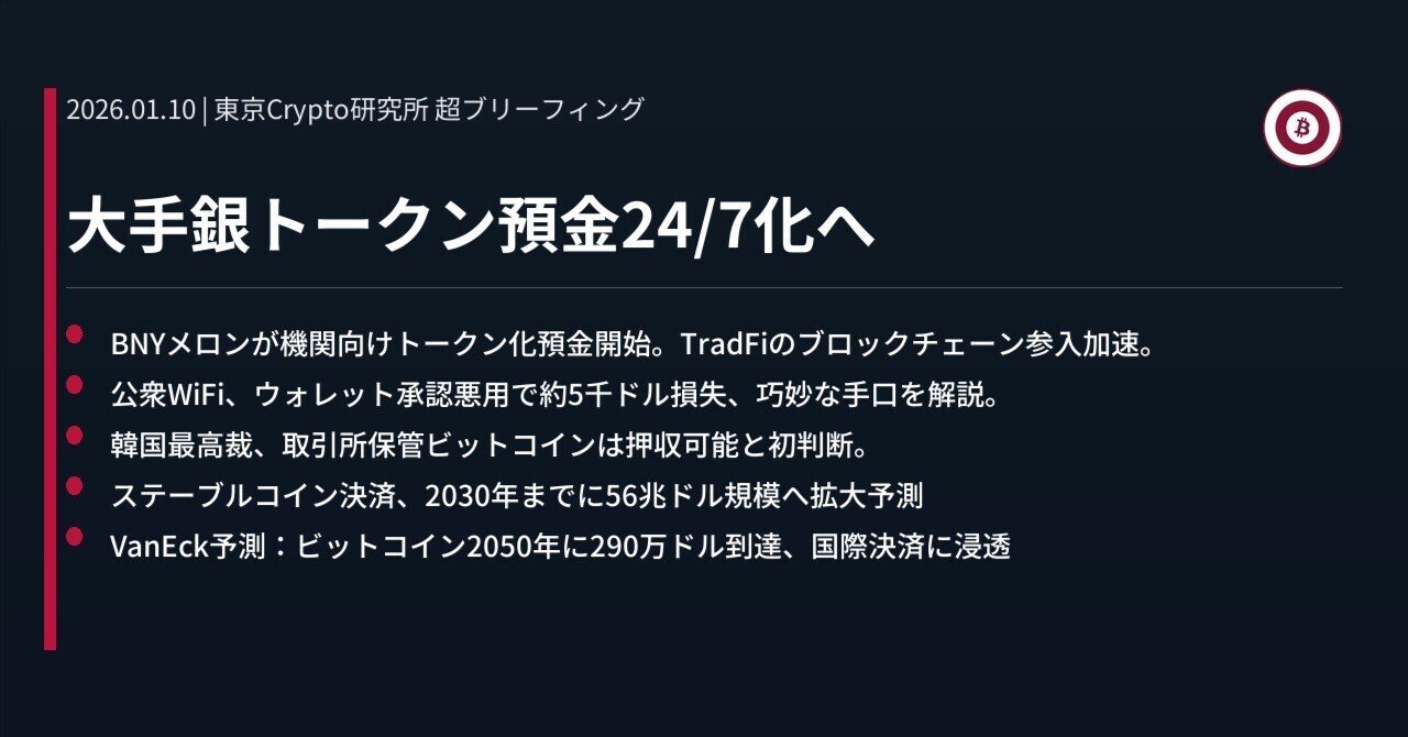 大手銀トークン預金24/7化へ｜東京Crypto研究所
