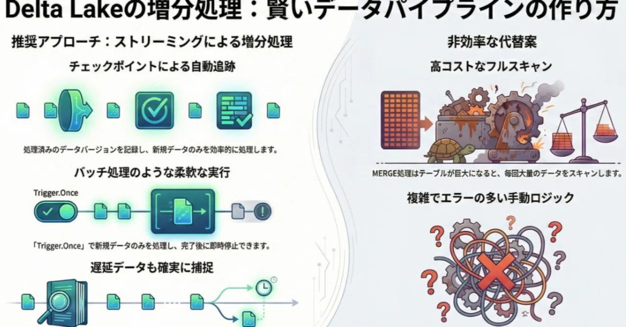 ⚡Databricks認定データエンジニアプロフェッショナル⚡インクリメンタル処理（増分処理）の効率性と「Trigger Once ...