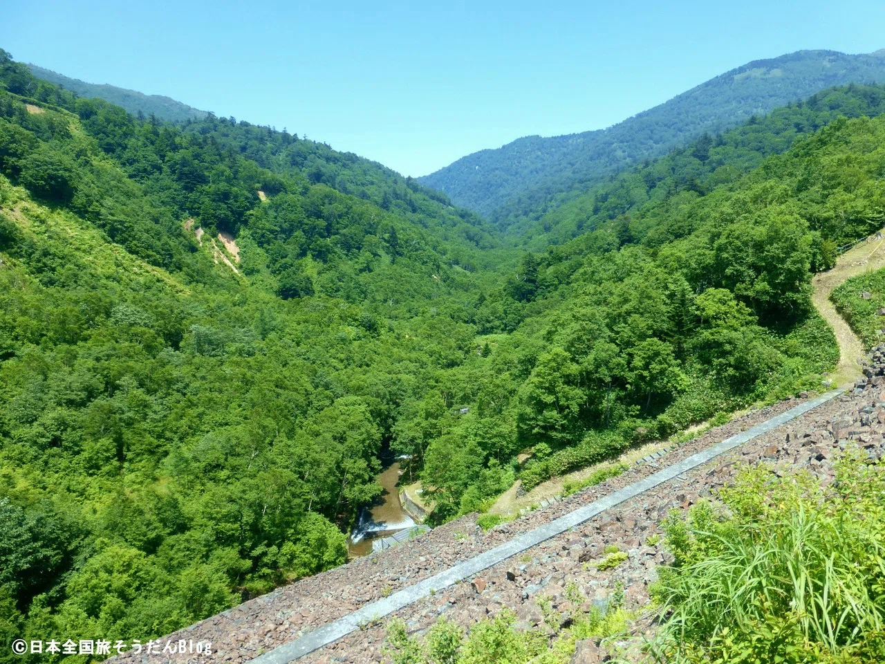 初夏を彩るニッコウキスゲの群落と天辺に浮かぶ碧き湖！群馬県のお