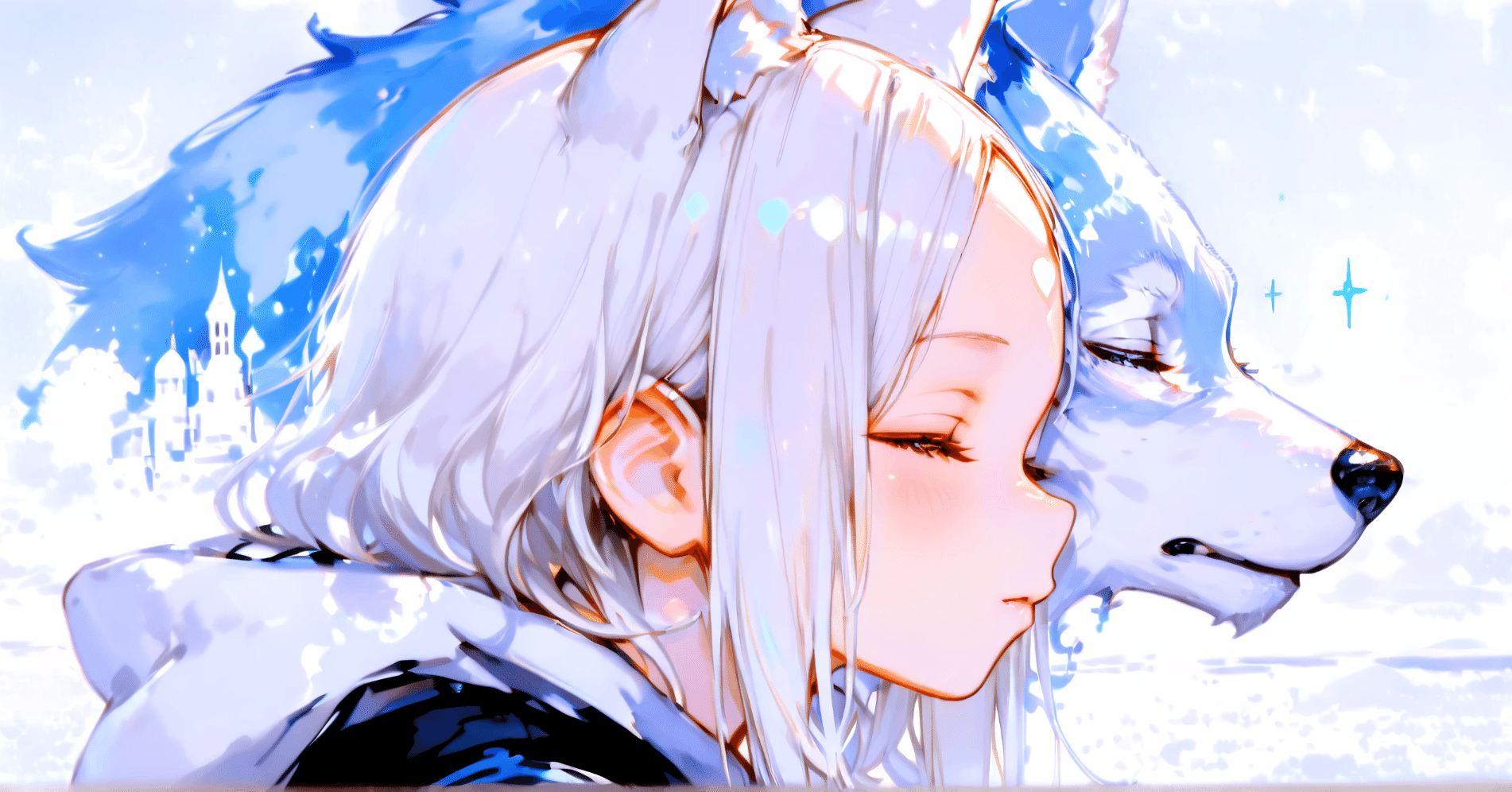 AIイラスト｜オオカミ使いの少女｜こあら