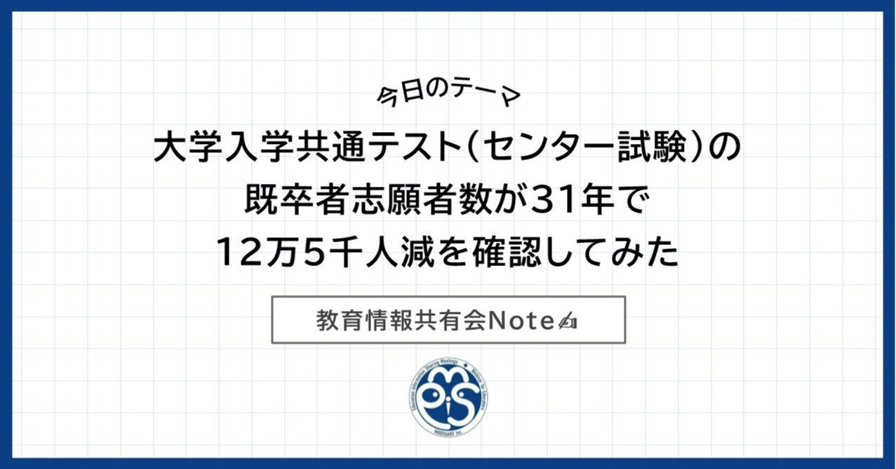 大学入学共通テスト(センター試験)の既卒者志願者数が31年で12万5千人