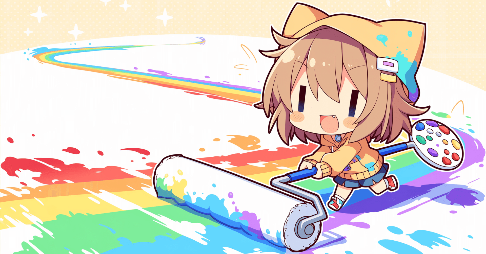 nijijourney v7で朝活AIアート｜猫耳ガールのカラフルペイント #AI