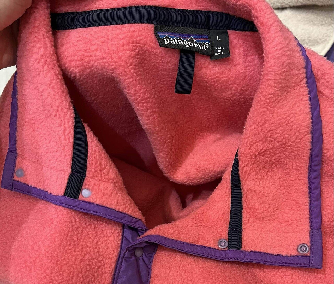 p*s様 91年USA製 patagonia スナップＴ ピンクチーム刺繍入り サーモンピンクのPatagoniaスナップT ｜クリス ケイト/ Chris Kate