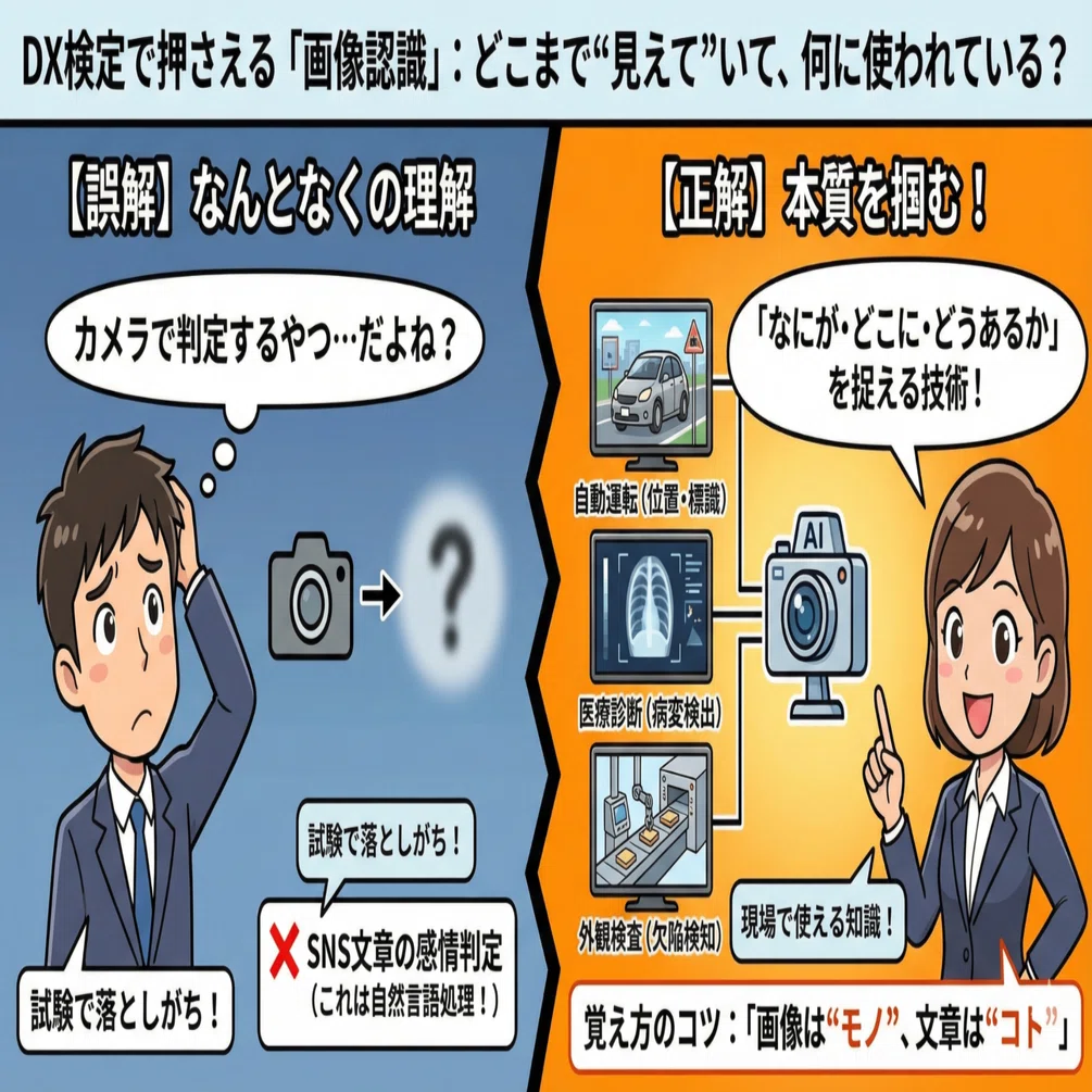 DX検定で押さえる「画像認識」：どこまで“見えて”いて、何に使われて