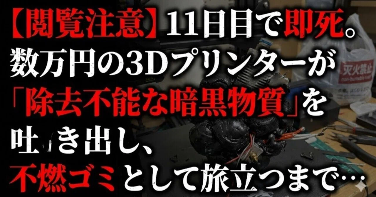 ターニングポイント 機種不明 3Dプリンタ製 閲覧注意】11日目で即死。数万円の3Dプリンターが「除去不能な暗黒物質