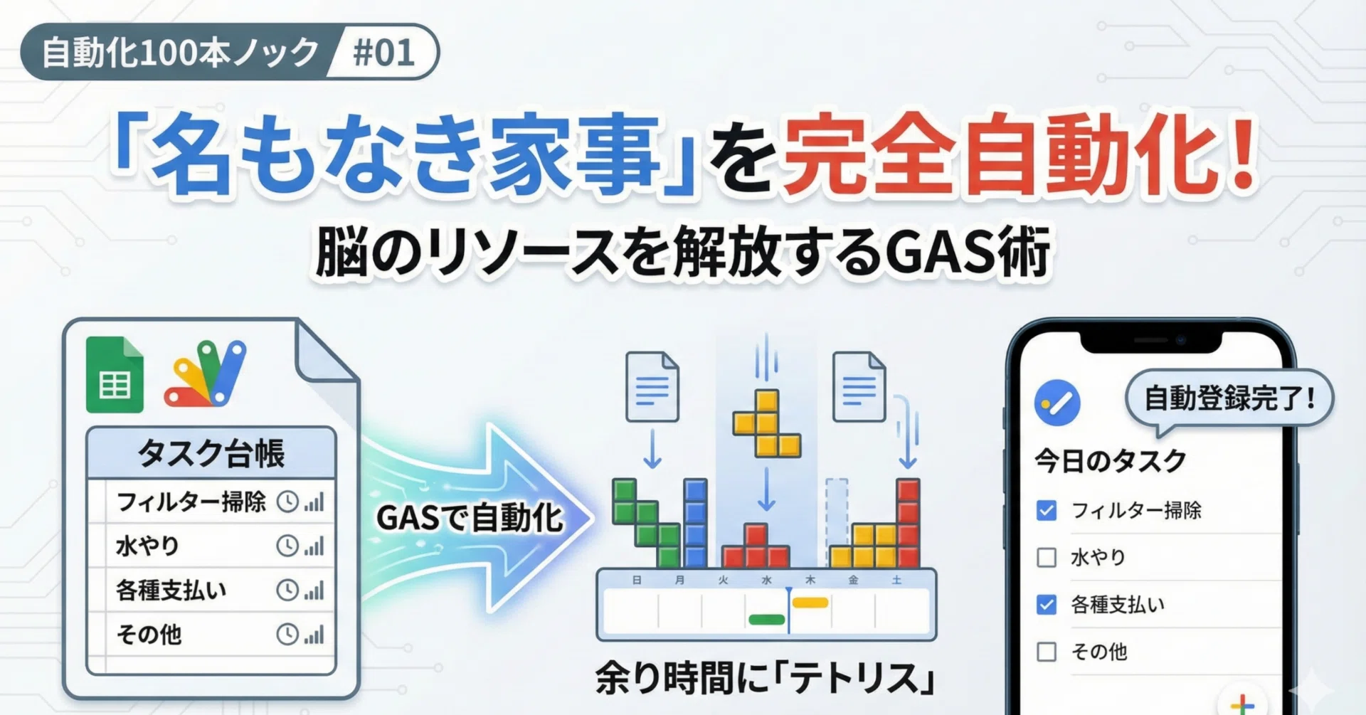 GAS】「名もなき家事」を自動登録して、脳のリソースを解放する