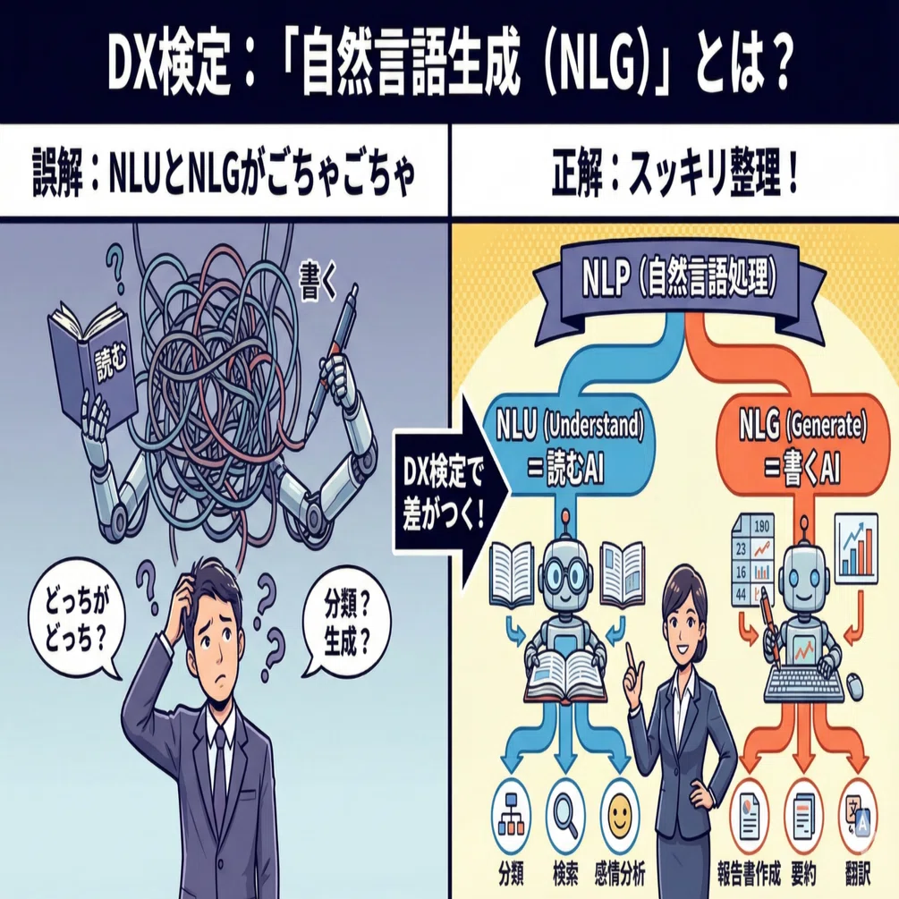 DX検定で差がつく「自然言語生成（NLG）」とは？“読むAI”と“書くAI”を