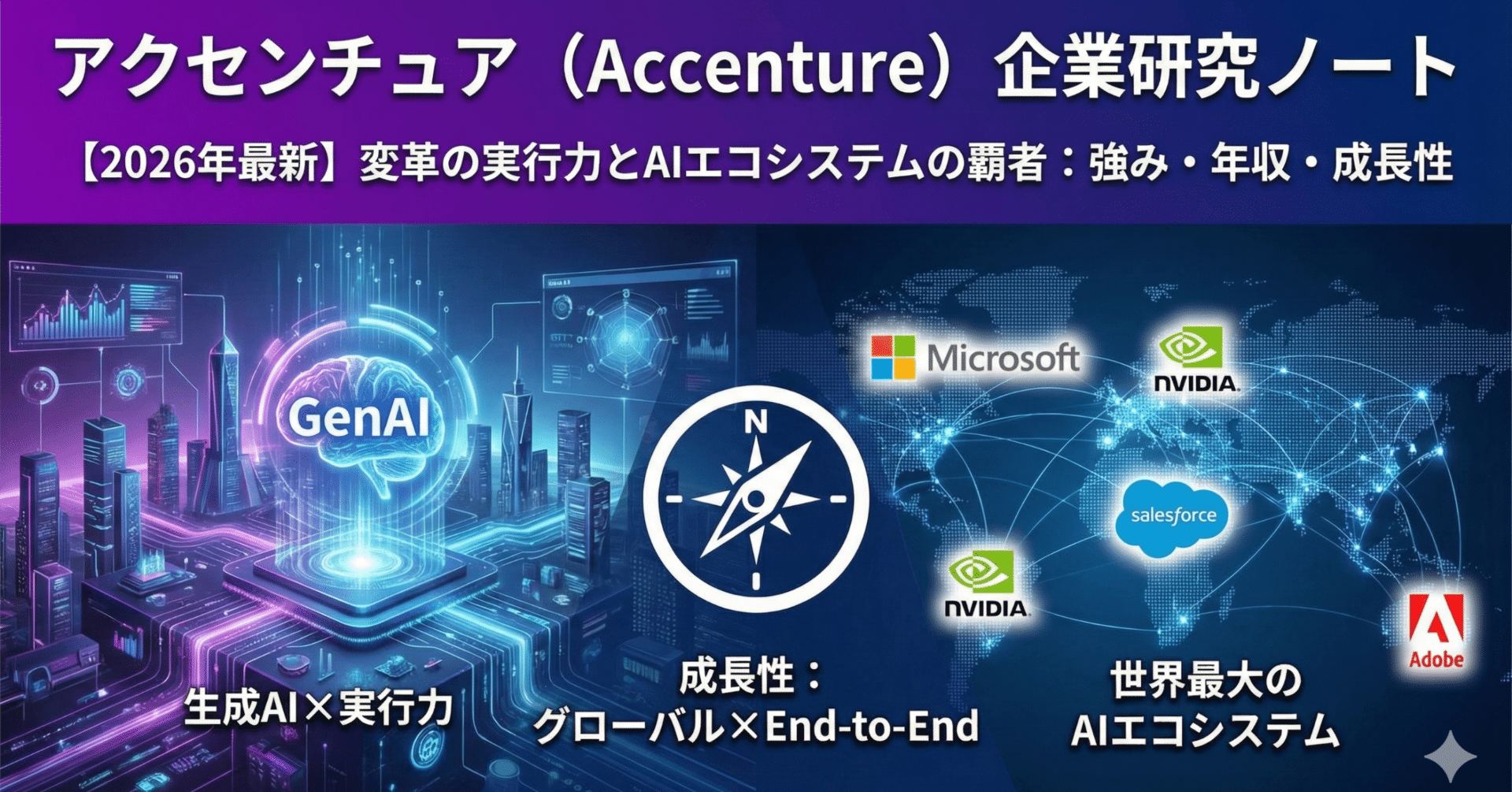 アクセンチュア｜同業他社と比較して分かる強み・年収・働き方・成長性【企業研究】｜出典つき企業研究ノート_note