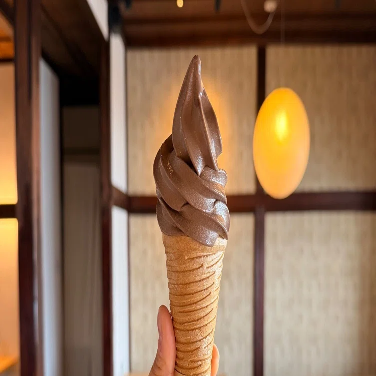 阿賀野市】しょこら亭のチョコソフト。瓢湖のほとりでしっぽり食す