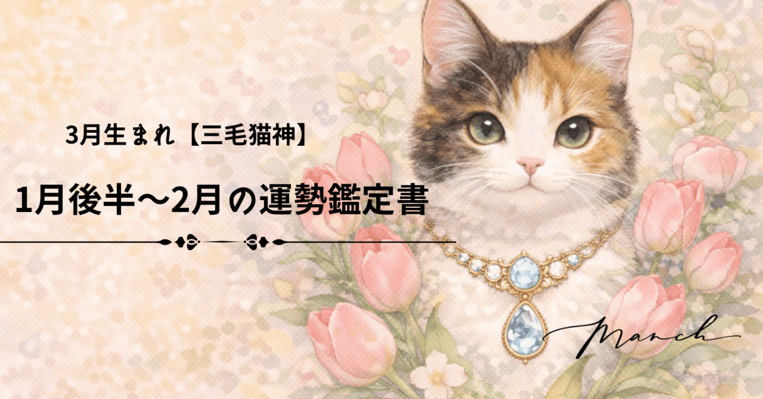 3月生まれ｜三毛猫神】2026年1月後半〜2月の運勢鑑定書｜ぬこ神さまの遣い