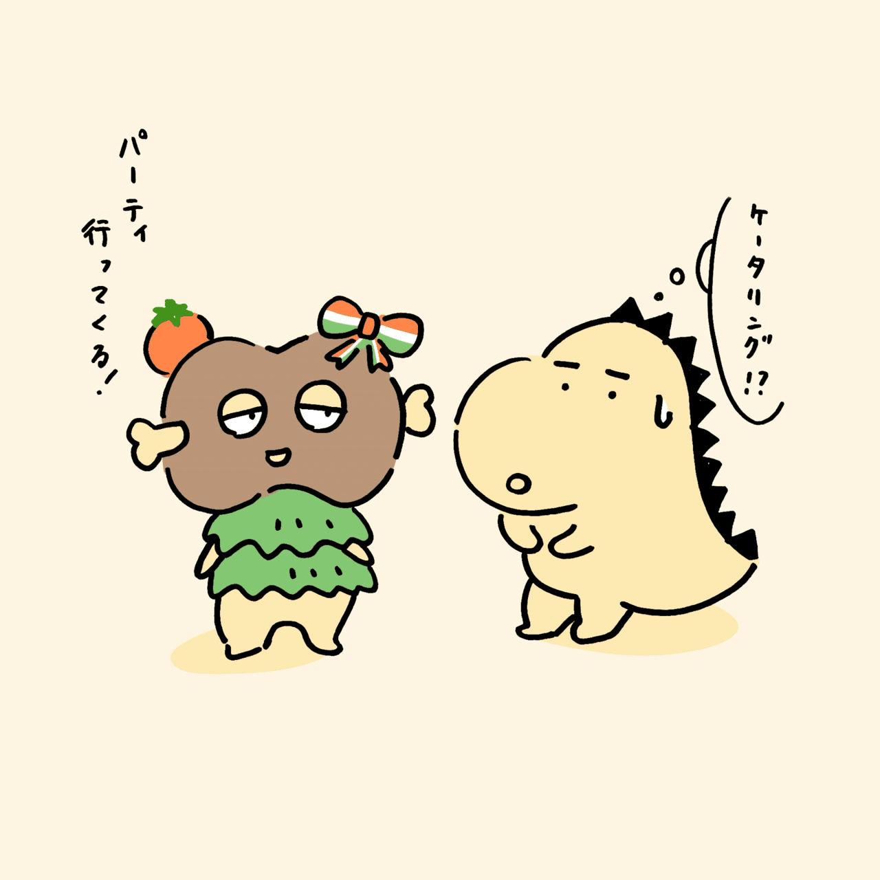 1コマ漫画 恐竜くんとお肉さん｜ロクガワトモヒロの創作基地