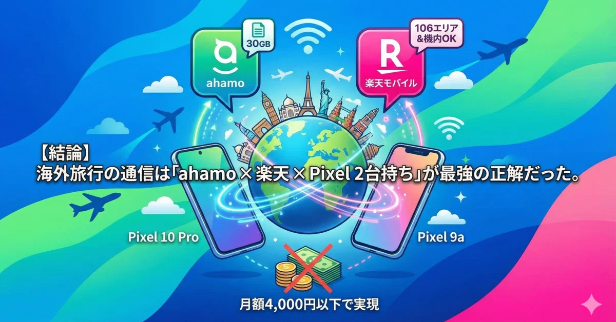 For overseas travel, the 'ahamo x Rakuten Pixel dual-device' setup was ...