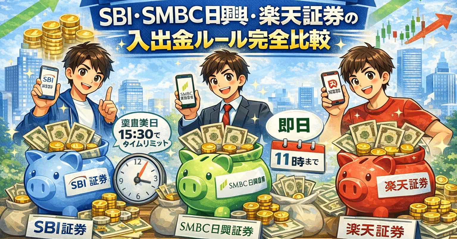 資金が止まる人・回る人の差｜SBI・SMBC日興・楽天証券の入出金ルール完全比較｜HonestInvest