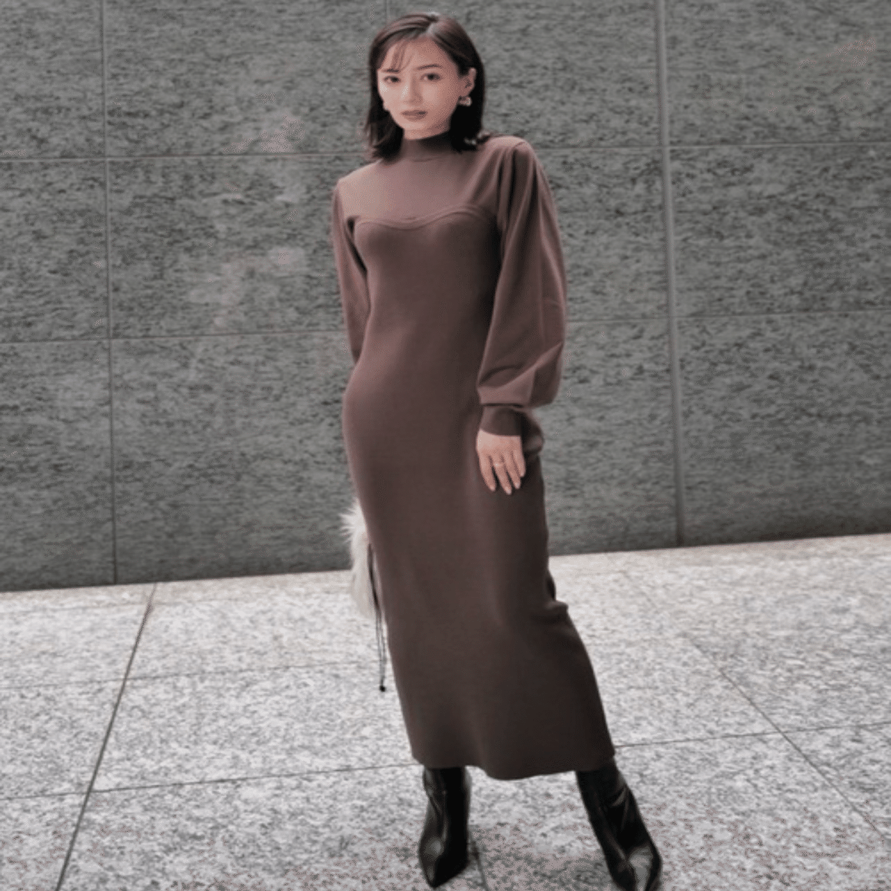 anuans ビスチェデザインニットワンピース｜anuansメルカリで販売中