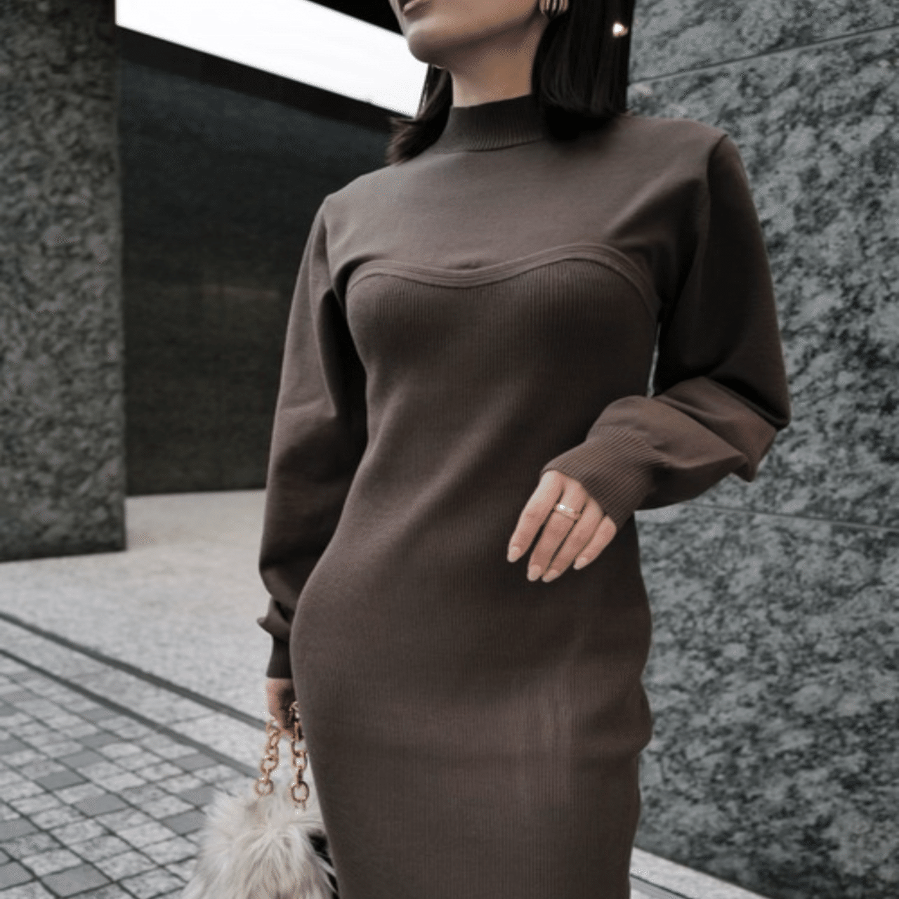 anuans ビスチェデザインニットワンピース｜anuansメルカリで販売中