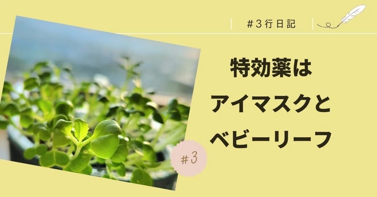 [#3-line diary] The cure is an eye mask and baby greens｜大下 はなこ