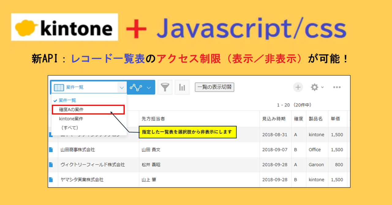 新API：レコード一覧表のアクセス制限（表示／非表示）が可能